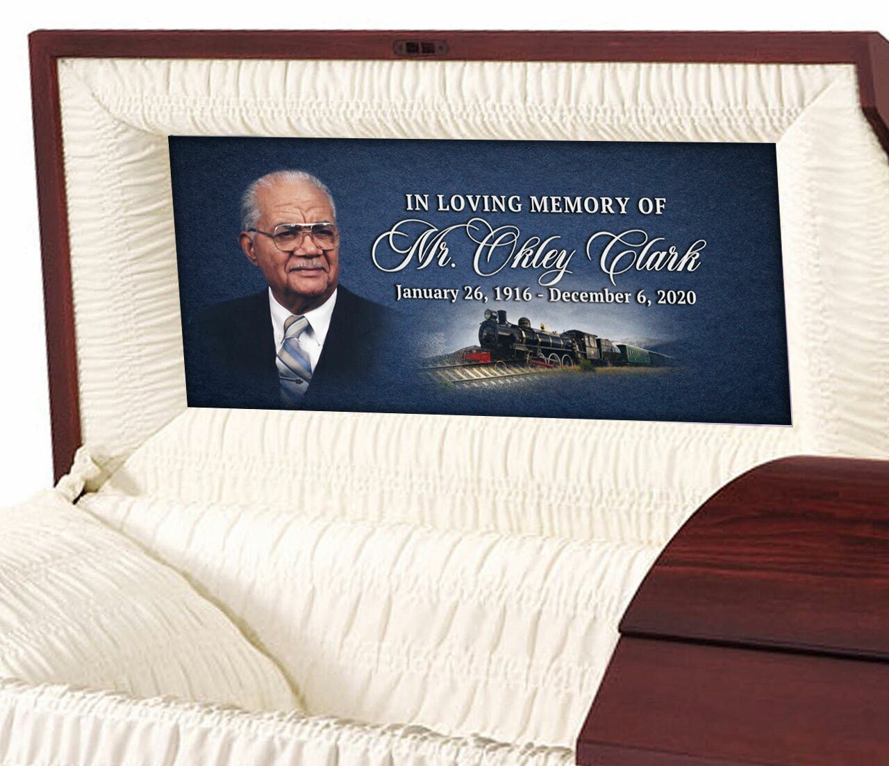 Custom Casket Panel Insert - Train Design - Celebrate Prints