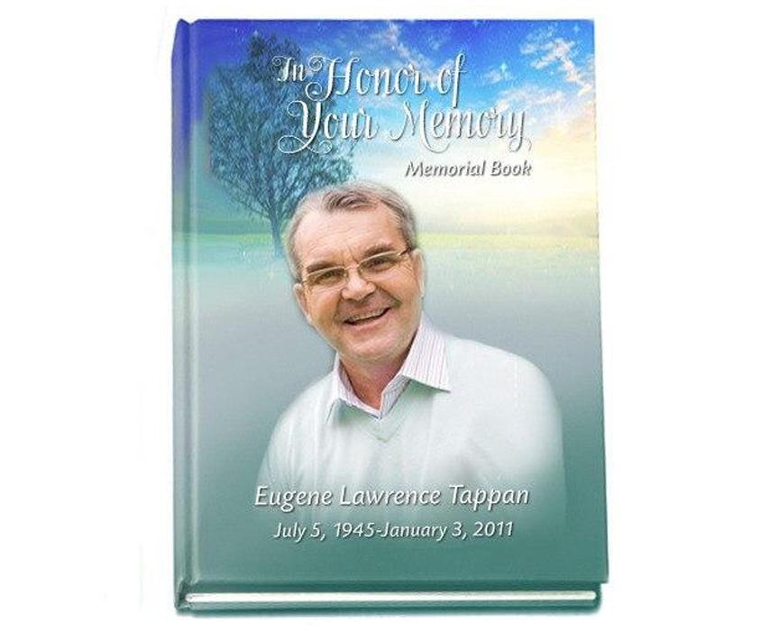 Custom Hardcover Perfect Bind Funeral Guest Book - Celebrate Prints