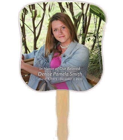 Custom Memorial Fan With Wooden Handle (Pack of 10) - Celebrate Prints
