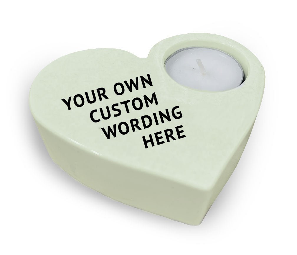 Custom Stone Heart Memorial Tea Light Candle Holder - Celebrate Prints