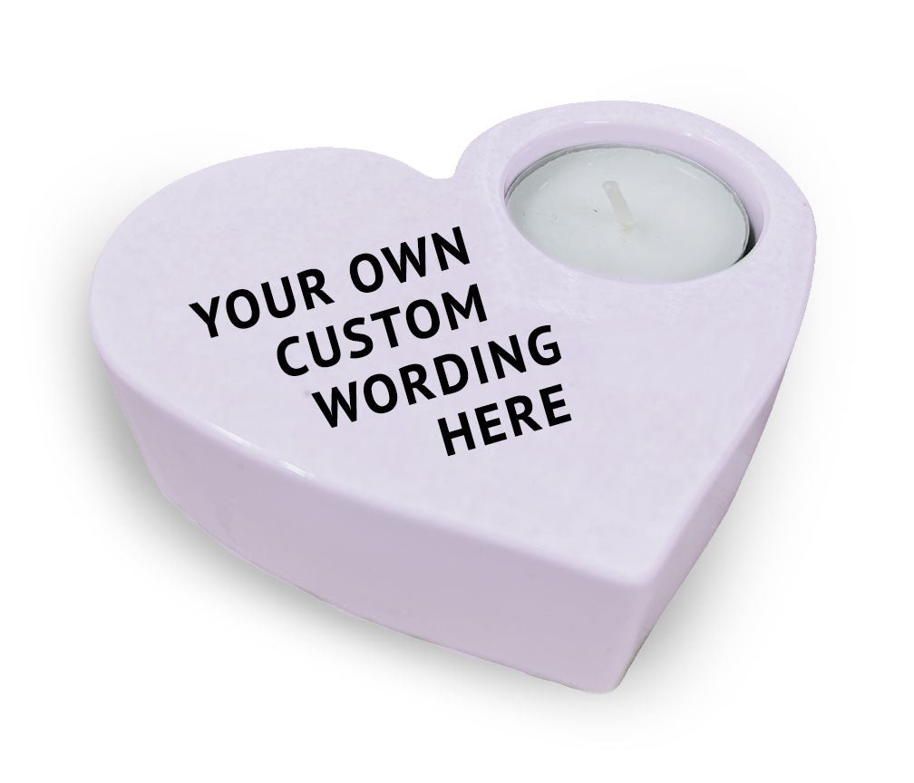 Custom Stone Heart Memorial Tea Light Candle Holder - Celebrate Prints