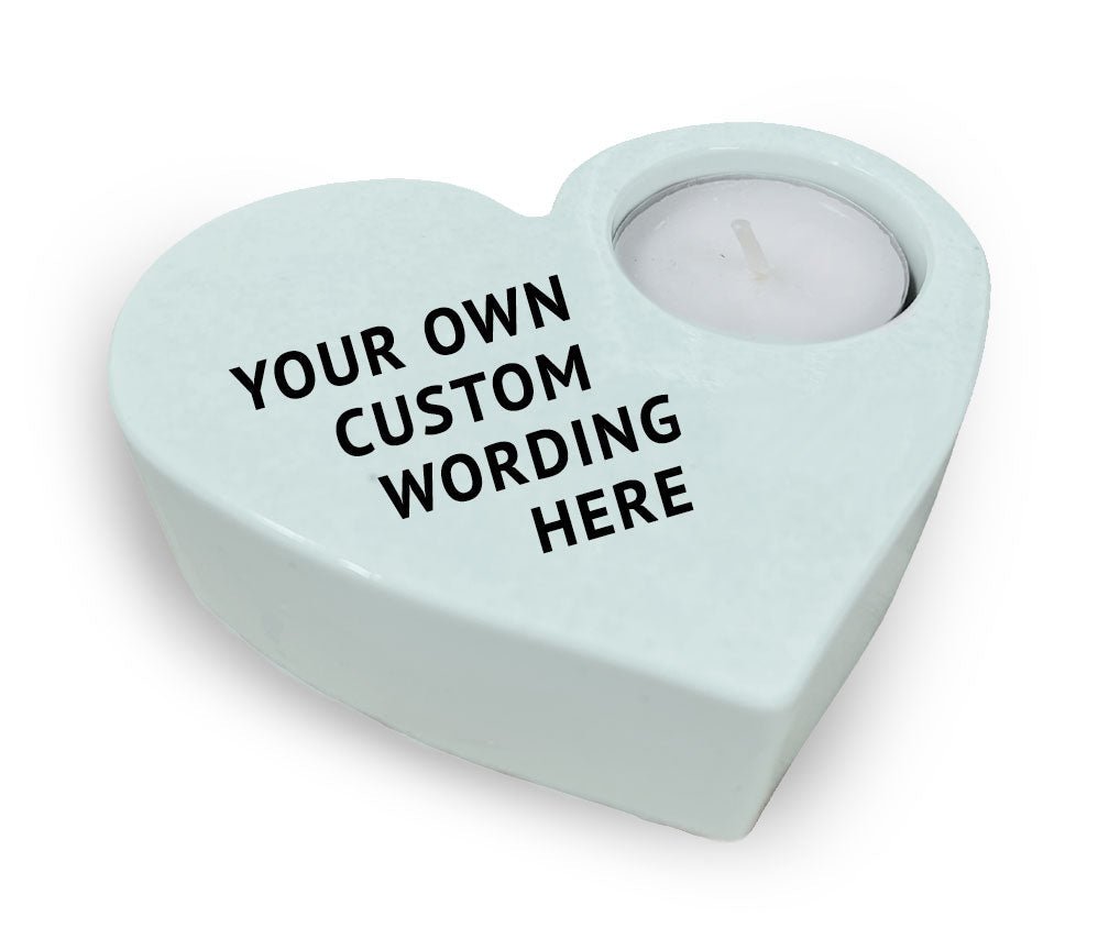 Custom Stone Heart Memorial Tea Light Candle Holder - Celebrate Prints