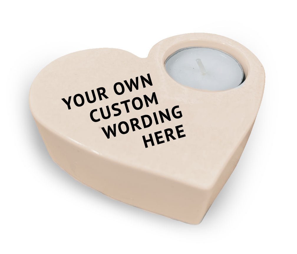 Custom Stone Heart Memorial Tea Light Candle Holder - Celebrate Prints