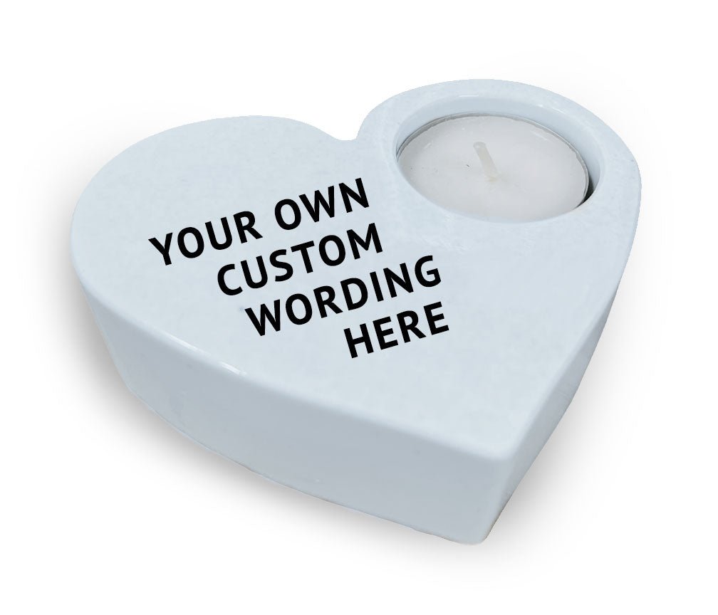 Custom Stone Heart Memorial Tea Light Candle Holder - Celebrate Prints