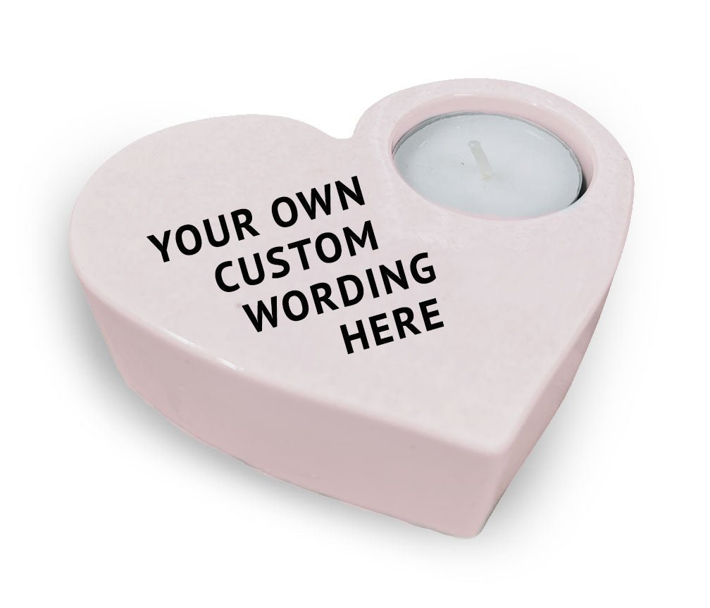 Custom Stone Heart Memorial Tea Light Candle Holder - Celebrate Prints