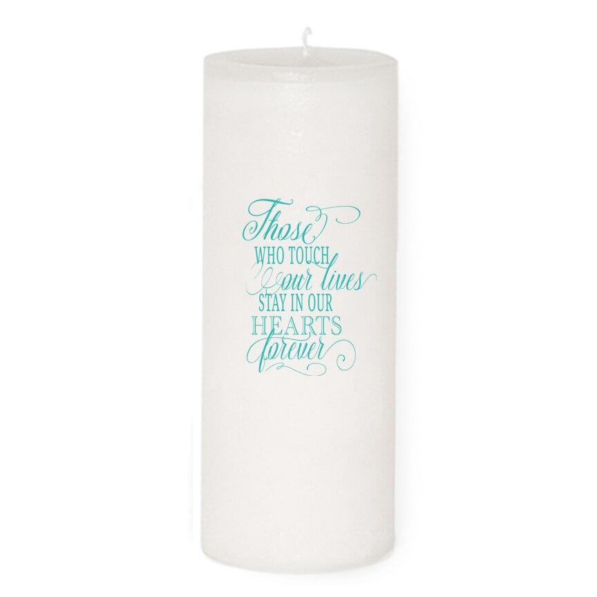 Dedication Personalized Wax Pillar Memorial Candle - Celebrate Prints