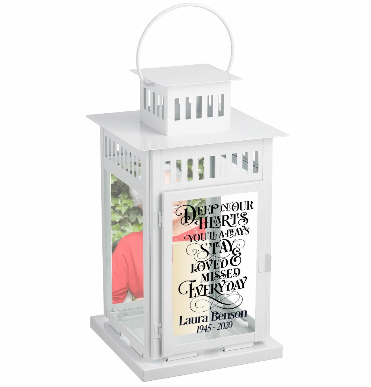 Deep In Our Hearts Memorial Lantern With LED Candle - Celebrate Prints