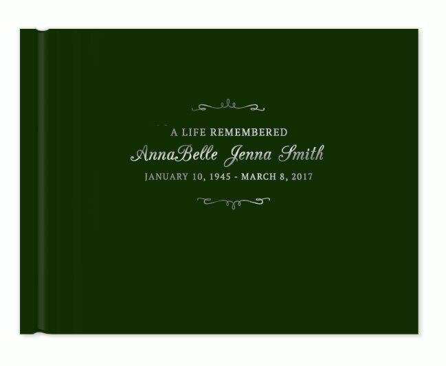 Delicate Bracket Foil Stamped Landscape Funeral Guest Book Celebrate