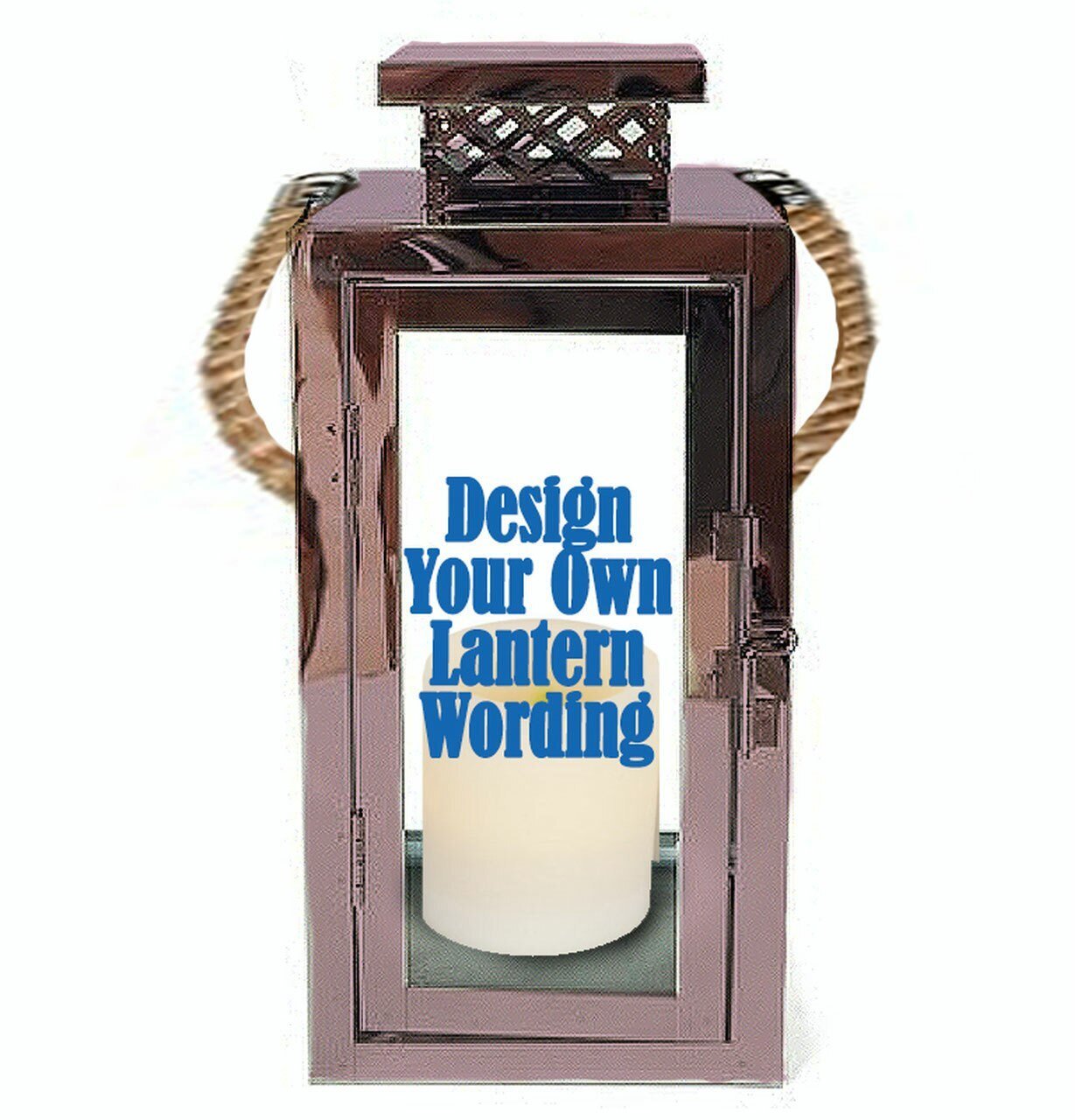 Design Your Own Rose Gold Metal Custom Memorial Lantern With Rope Handle - Celebrate Prints