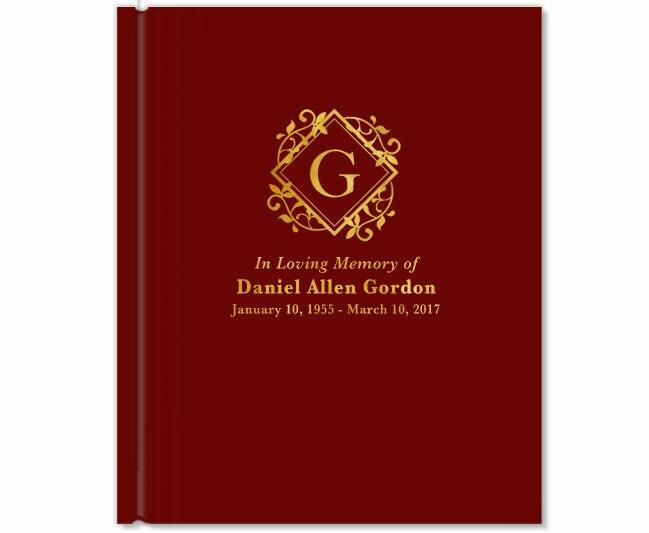 Diamond Foil Stamped Portrait Funeral Guest Book - Celebrate Prints