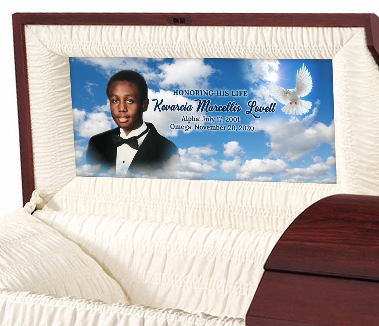 Dove Skies Personalized Casket Panel Insert - Celebrate Prints