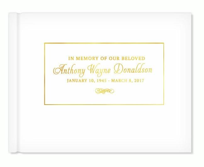 Elegantly Framed Foil Stamped Landscape Funeral Guest Book - Celebrate Prints