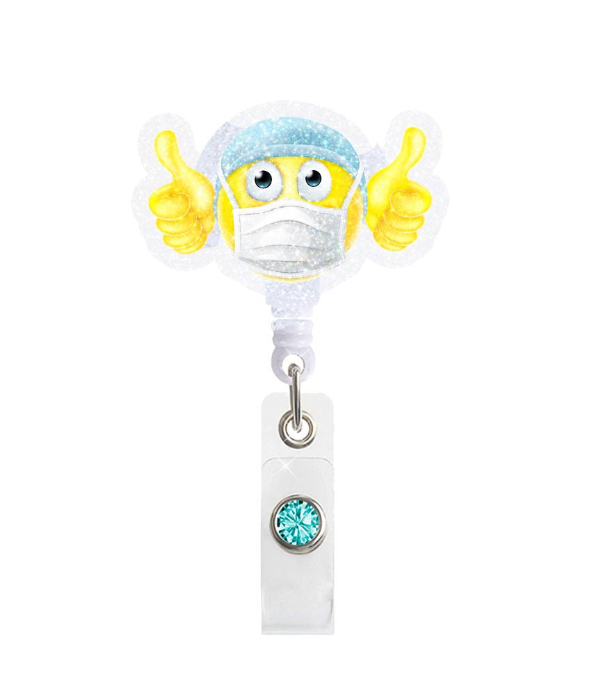 Emoji Mask Acrylic Badge Reel Holder - Celebrate Prints