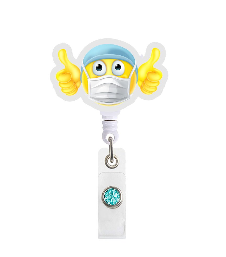 Emoji Mask Acrylic Badge Reel Holder - Celebrate Prints