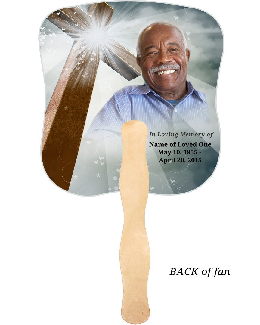 Eternal Memorial Fan With Wooden Handle (Pack of 10) - Celebrate Prints