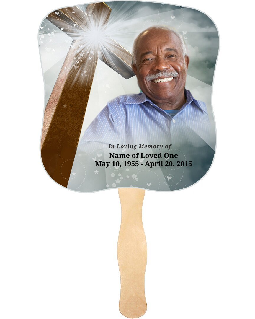 Eternal Memorial Fan With Wooden Handle (Pack of 10) - Celebrate Prints