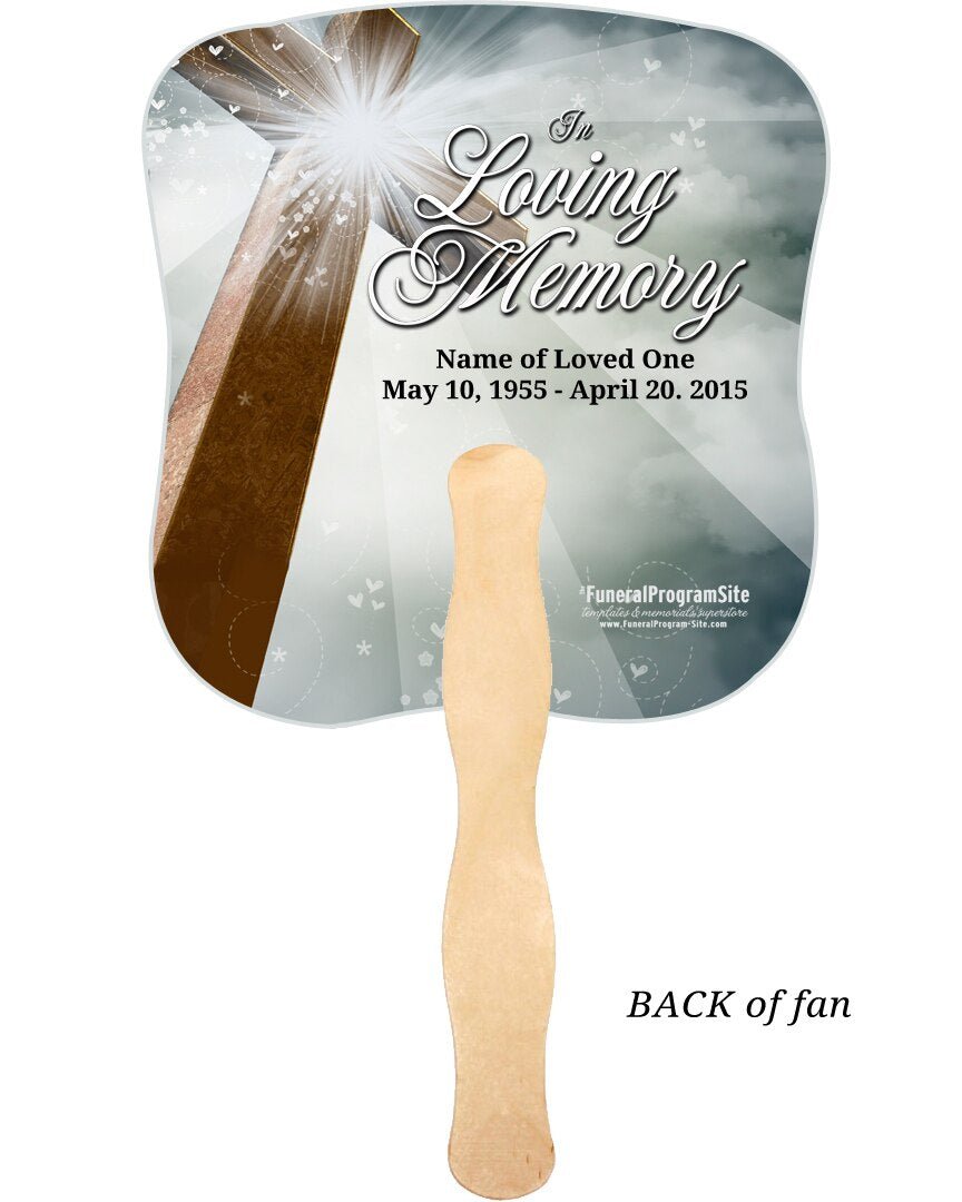 Eternal Memorial Fan With Wooden Handle (Pack of 10) - Celebrate Prints