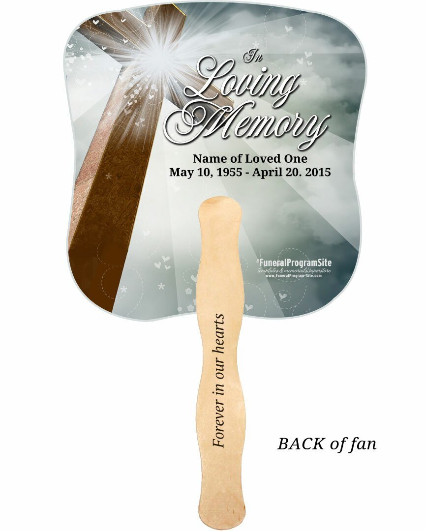 Eternal Memorial Fan With Wooden Handle (Pack of 10) - Celebrate Prints