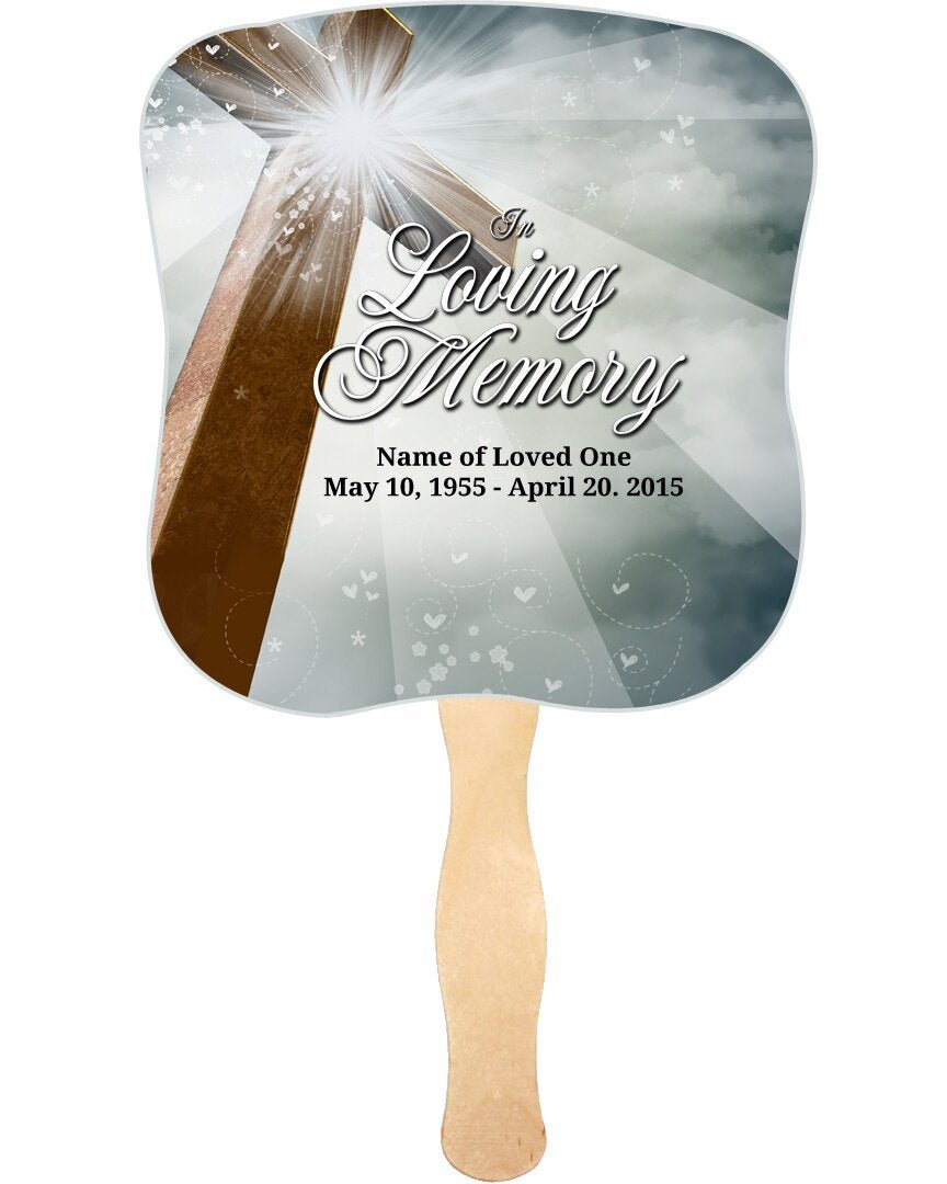 Eternal Memorial Fan With Wooden Handle (Pack of 10) - Celebrate Prints