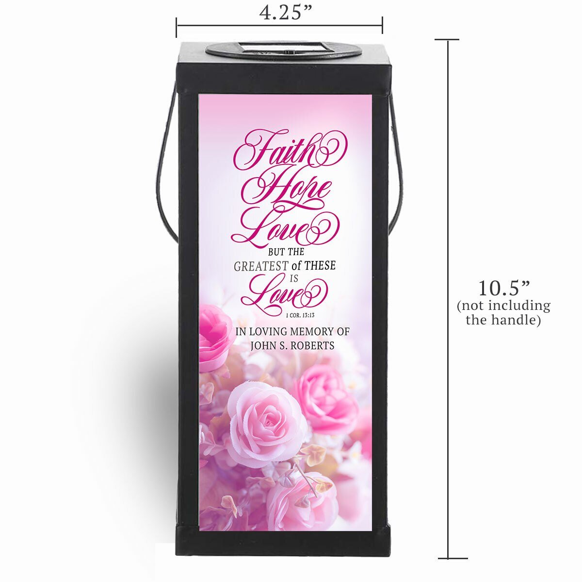 Faith Hope Love Solar Powered Memorial Lantern - Celebrate Prints
