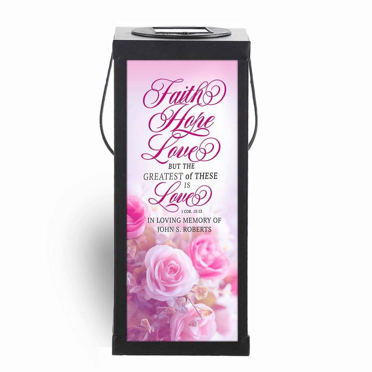 Faith Hope Love Solar Powered Memorial Lantern - Celebrate Prints