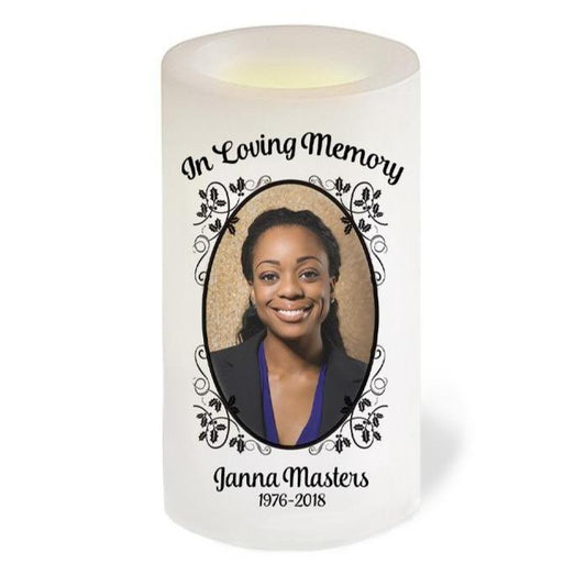 Flourish Leaves Flameless LED Memorial Candle - Celebrate Prints