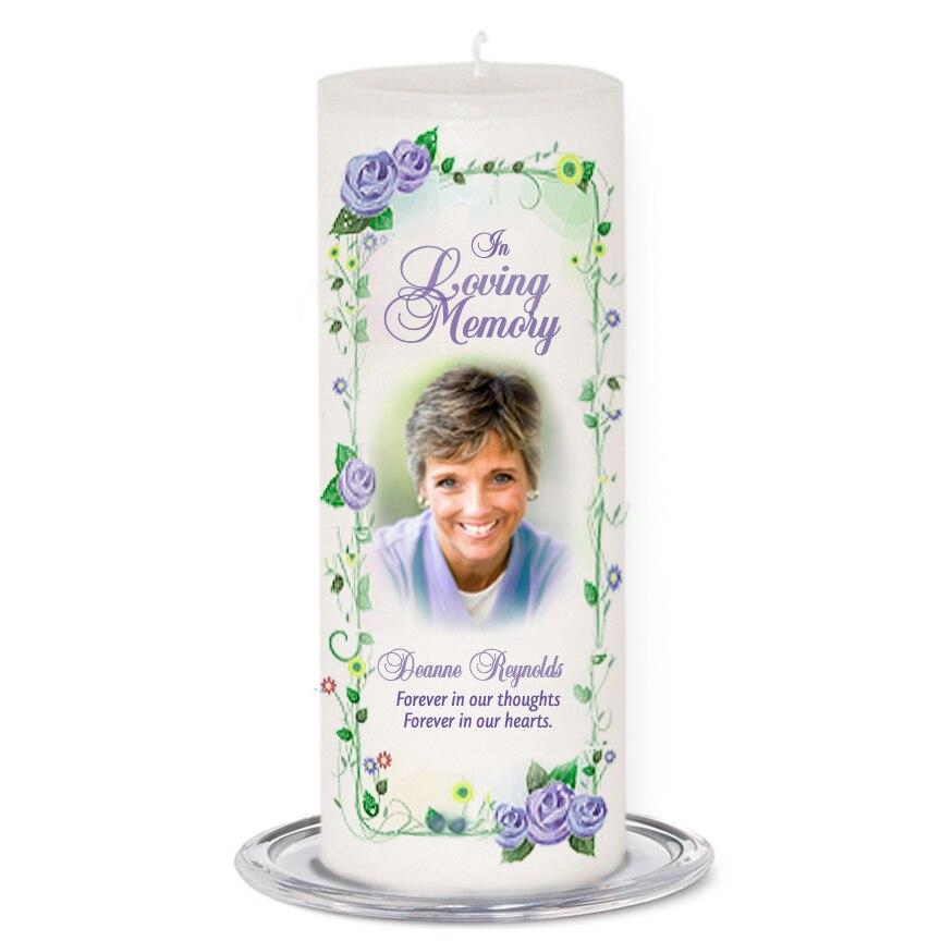 Flourish Personalized Wax Pillar Memorial Candle - Celebrate Prints