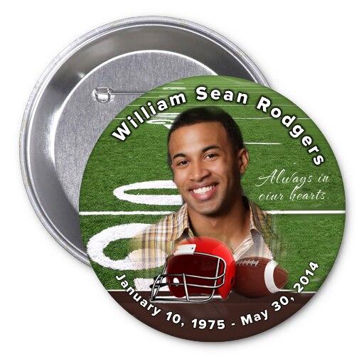 Football Memorial Button Pin (Pack of 10) - Celebrate Prints