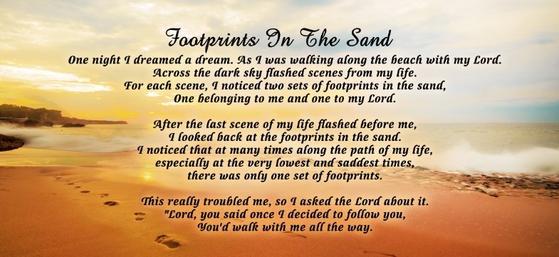 Footprints In The Sand Casket Head Panel Insert - Celebrate Prints