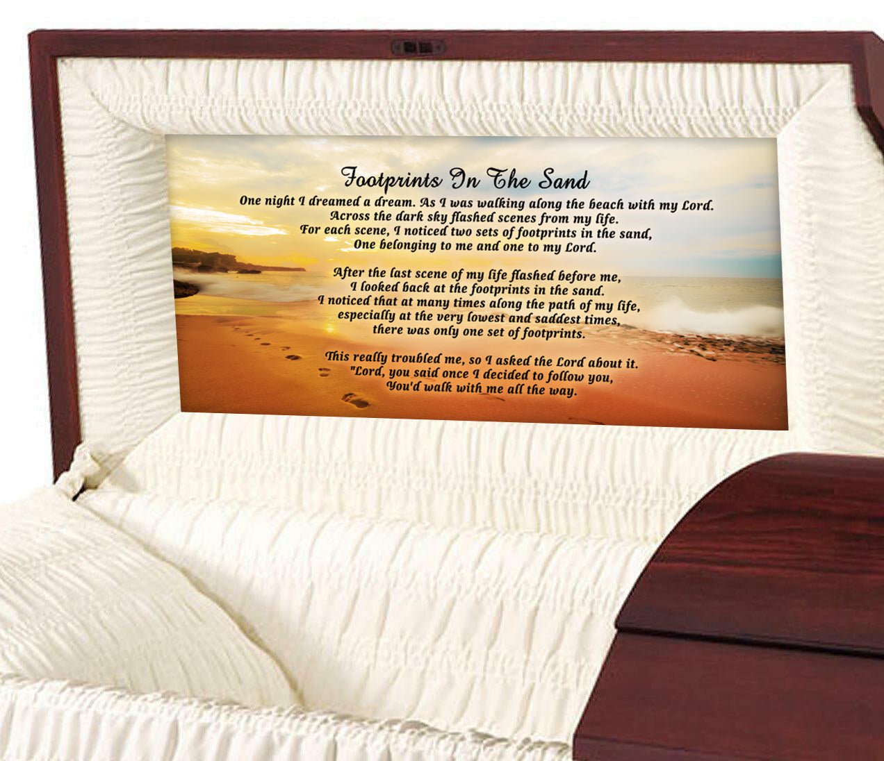 Footprints In The Sand Casket Head Panel Insert - Celebrate Prints