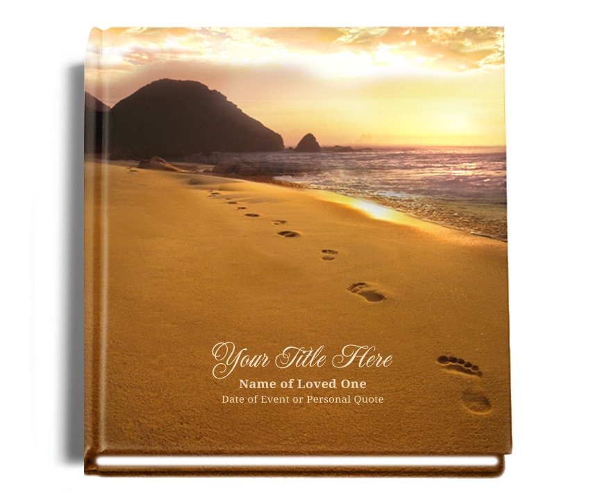Footprints Perfect Bind Memorial Funeral Guest Book - Celebrate Prints