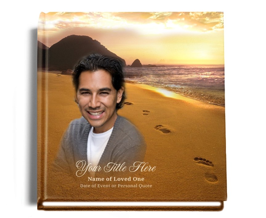 Footprints Perfect Bind Memorial Funeral Guest Book - Celebrate Prints