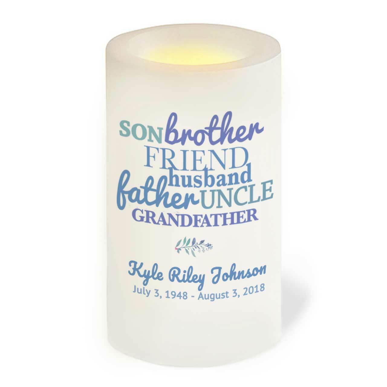 For Him Personalized Flameless LED Memorial Candle - Celebrate Prints