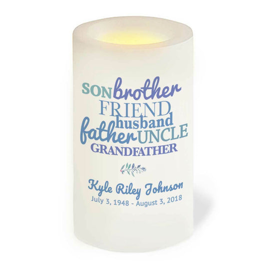 For Him Personalized Flameless LED Memorial Candle - Celebrate Prints