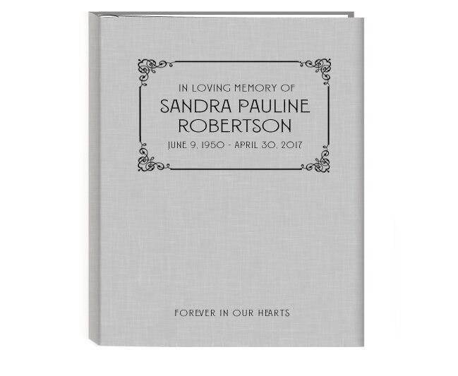 Forever In Our Hearts Linen Funeral Guest Book - Celebrate Prints