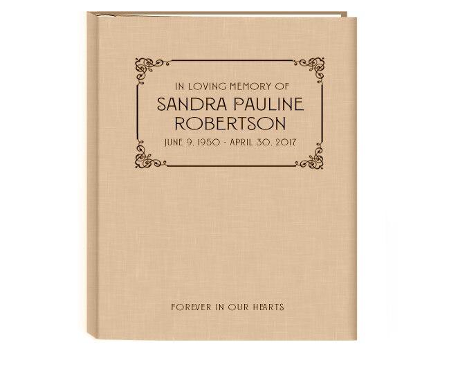 Forever In Our Hearts Linen Funeral Guest Book - Celebrate Prints