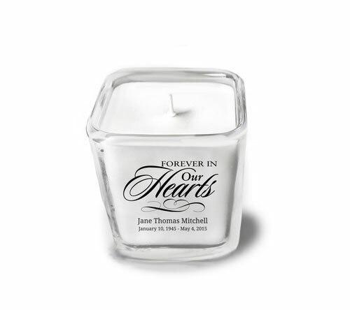 Forever In Our Hearts Personalized Glass Cube Candle - Celebrate Prints