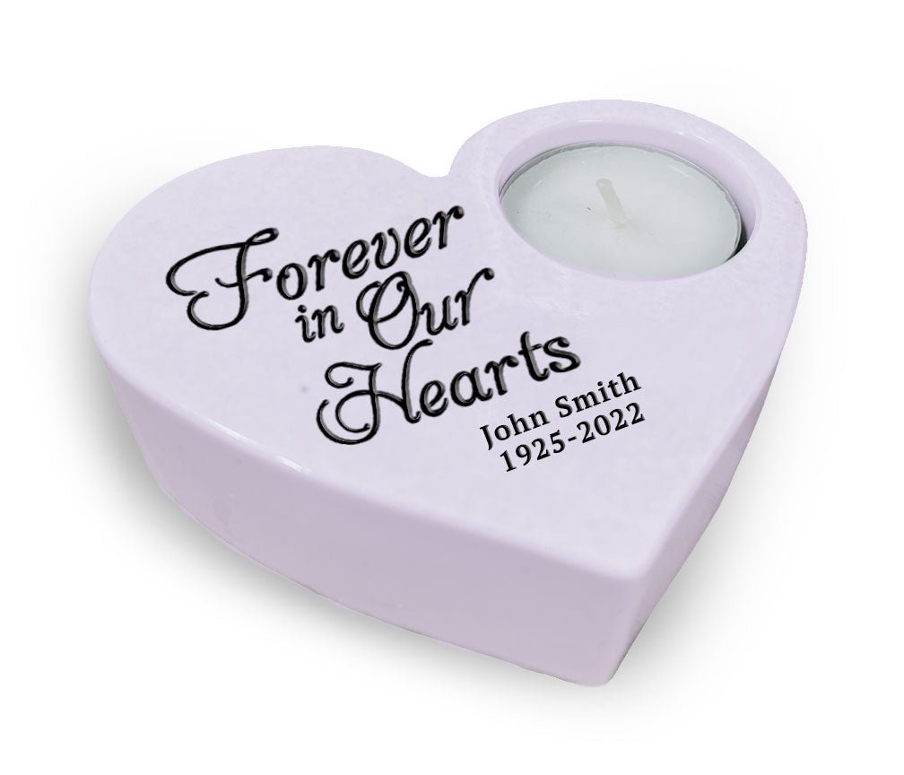 Forever In Our Hearts Stone Memorial Tea Light Candle Holder - Celebrate Prints