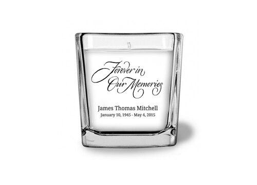 Forever In Our Memories Glass Cube Memorial Candle - Celebrate Prints