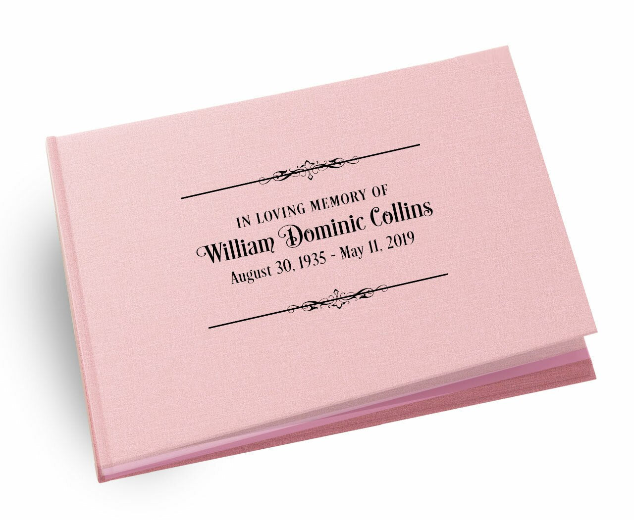 Francesca Landscape Linen Funeral Guest Book - Celebrate Prints