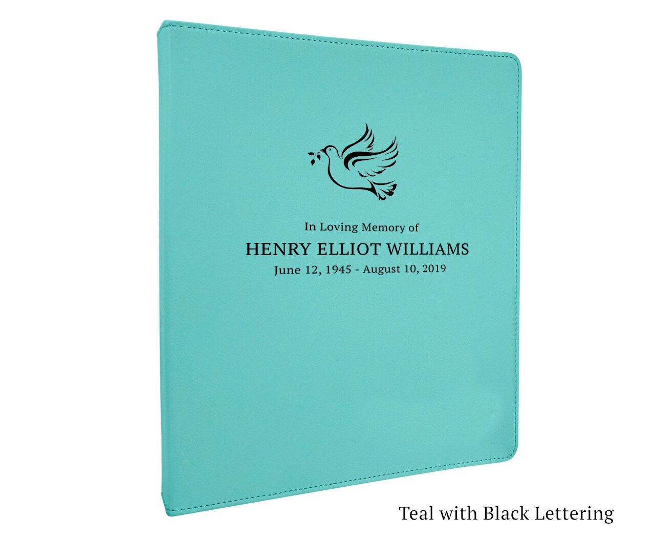 Funeral Guest Book Binder Leatherette Suede Dove of Peace - Celebrate Prints