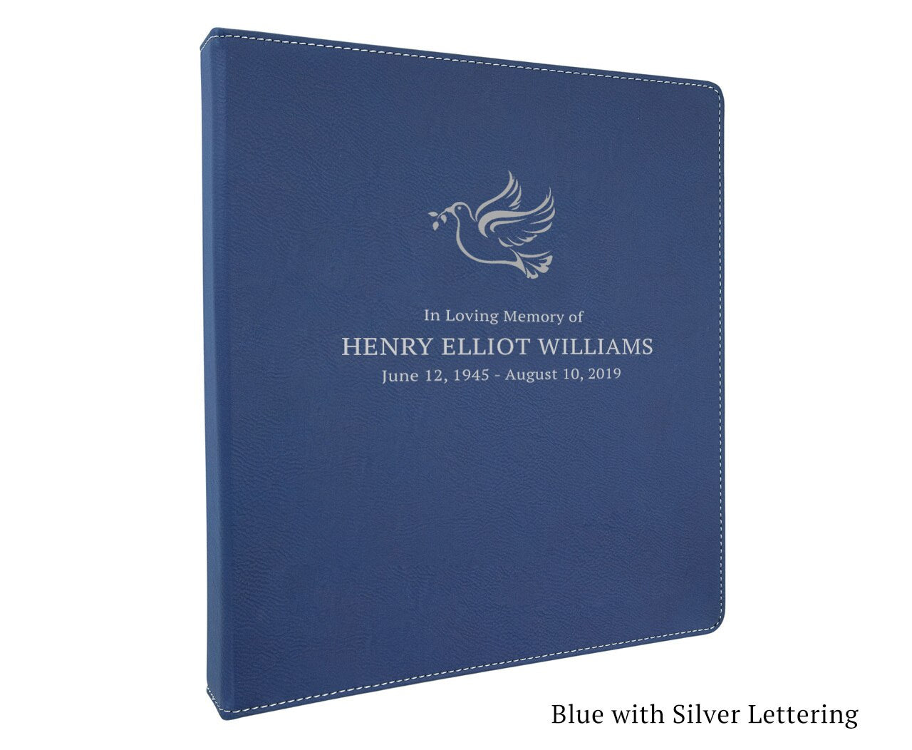 Funeral Guest Book Binder Leatherette Suede Dove of Peace - Celebrate Prints
