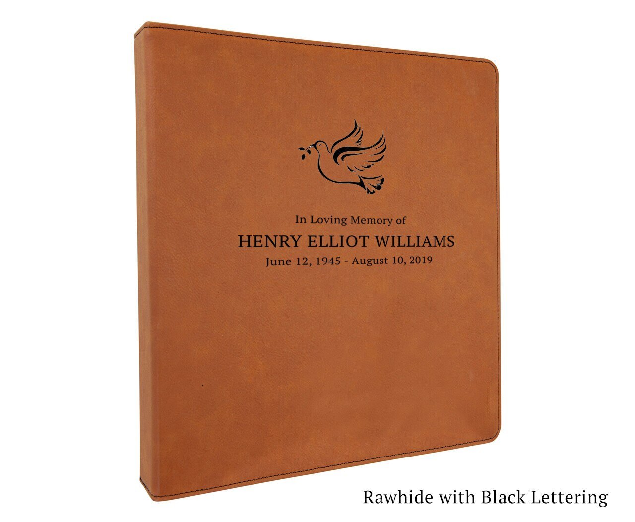 Funeral Guest Book Binder Leatherette Suede Dove of Peace - Celebrate Prints