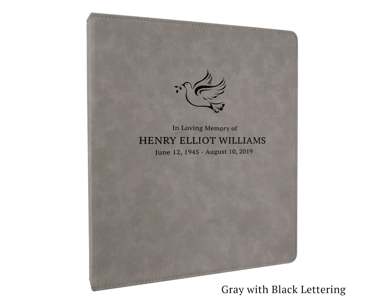 Funeral Guest Book Binder Leatherette Suede Dove of Peace - Celebrate Prints