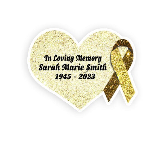 Gold Cancer Ribbon Heart Pin - Pack of 10 - Celebrate Prints