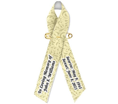 Gray Leaves Memorial Awareness Ribbon - Pack of 10 - Celebrate Prints