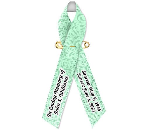 Gray Leaves Memorial Awareness Ribbon - Pack of 10 - Celebrate Prints