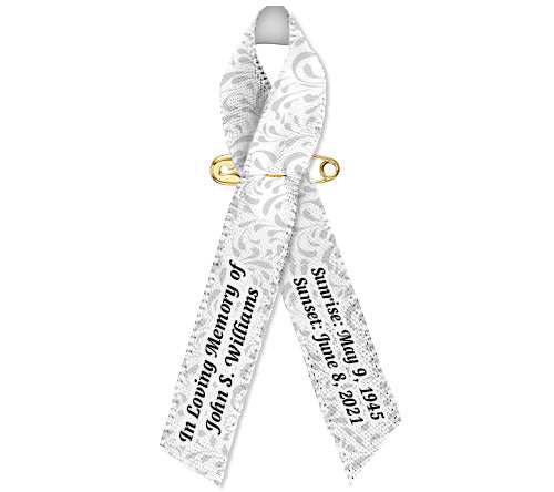 Gray Leaves Memorial Awareness Ribbon - Pack of 10 - Celebrate Prints