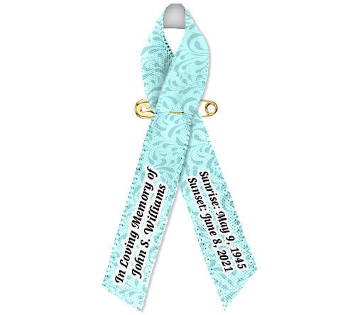 Gray Leaves Memorial Awareness Ribbon - Pack of 10 - Celebrate Prints