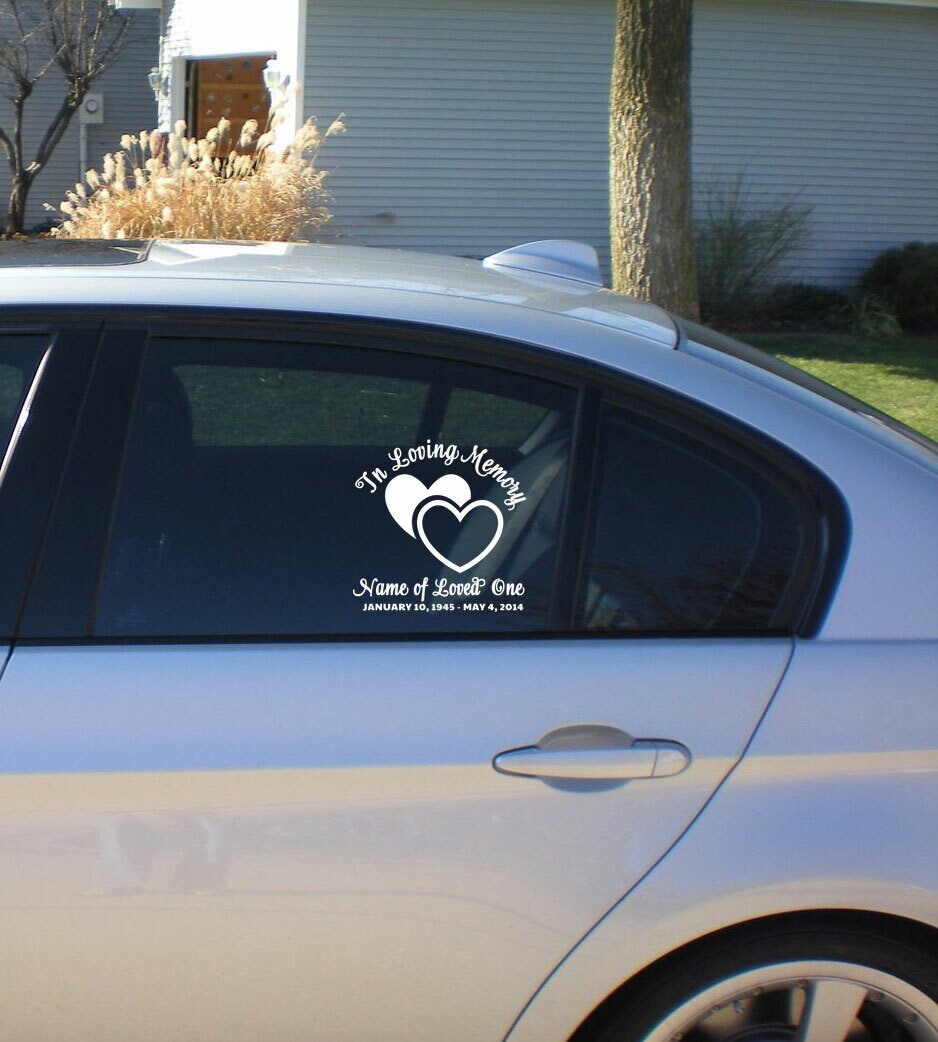 Hearts In Loving Memory Car Decal - Celebrate Prints